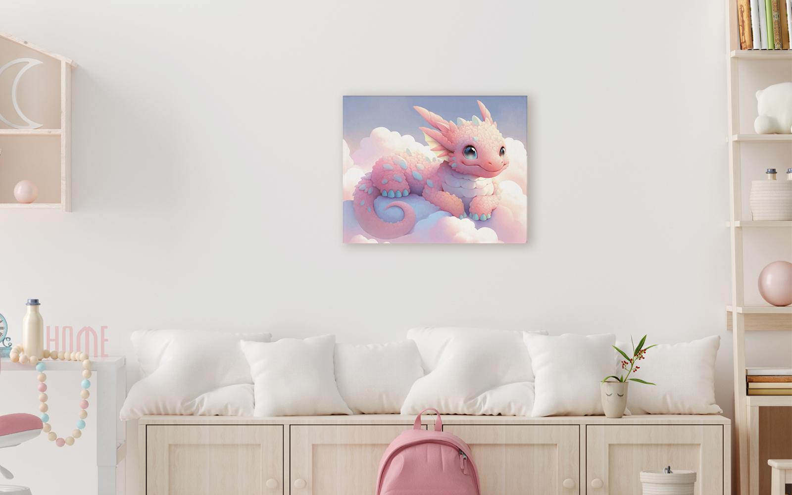 Постер DIVINO Decor Art-0664 Розовый дракон на облаках 40x50