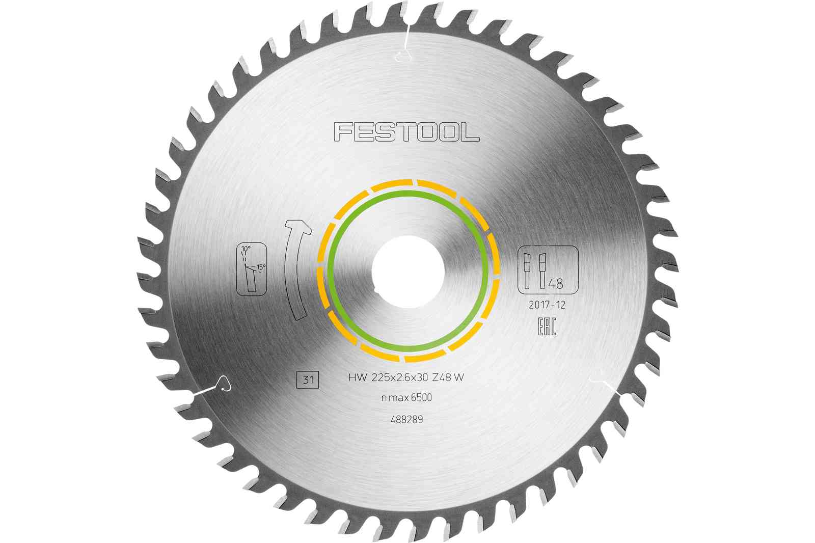 Пильный диск Festool 225x2,6x30 W48 488289 пильный диск festool hw 210x2 6x30 pw16 panther