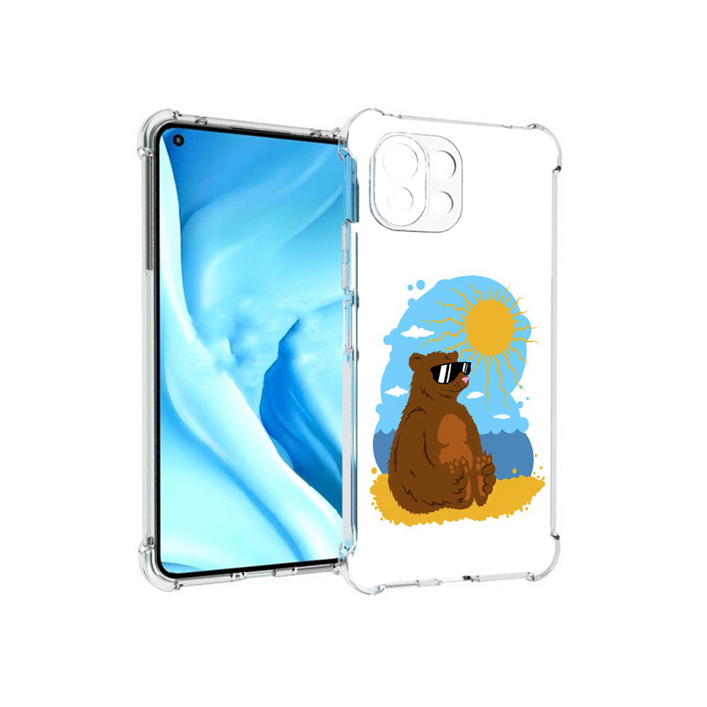 

Чехол MyPads Tocco для Xiaomi Mi 11 Lite медведь на чиле (PT159462.256.468), Прозрачный, Tocco