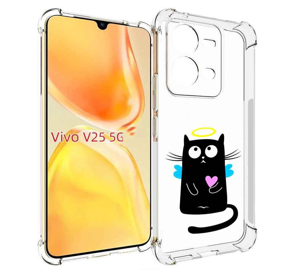 

Чехол MyPads Кот ангелок для Vivo V25 5G / V25e, Прозрачный, Tocco