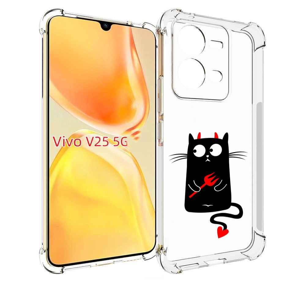 

Чехол MyPads Кот демон для Vivo V25 5G / V25e, Прозрачный, Tocco
