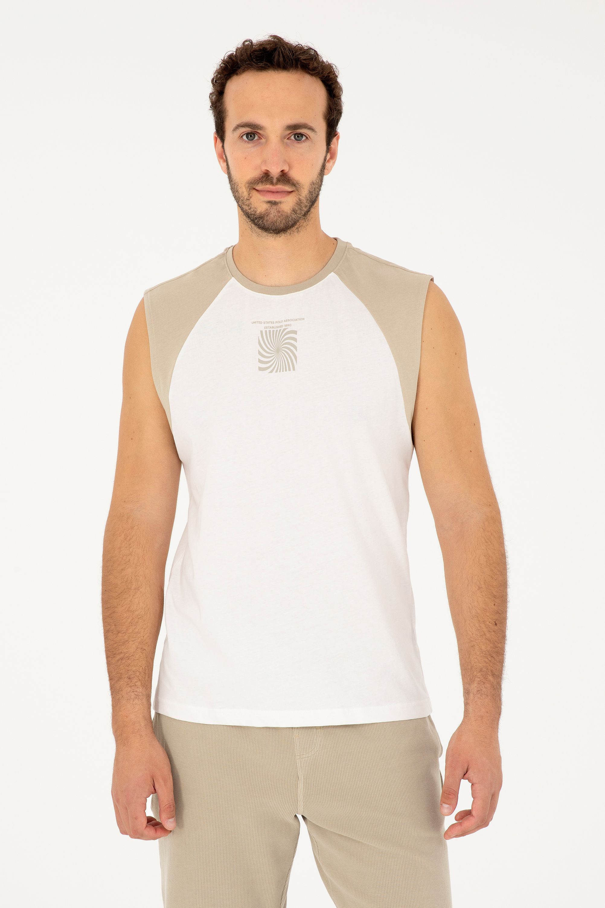 

Майка мужская US Polo Assn G081SZ0110ULUT бежевая S, Бежевый, G081SZ0110ULUT