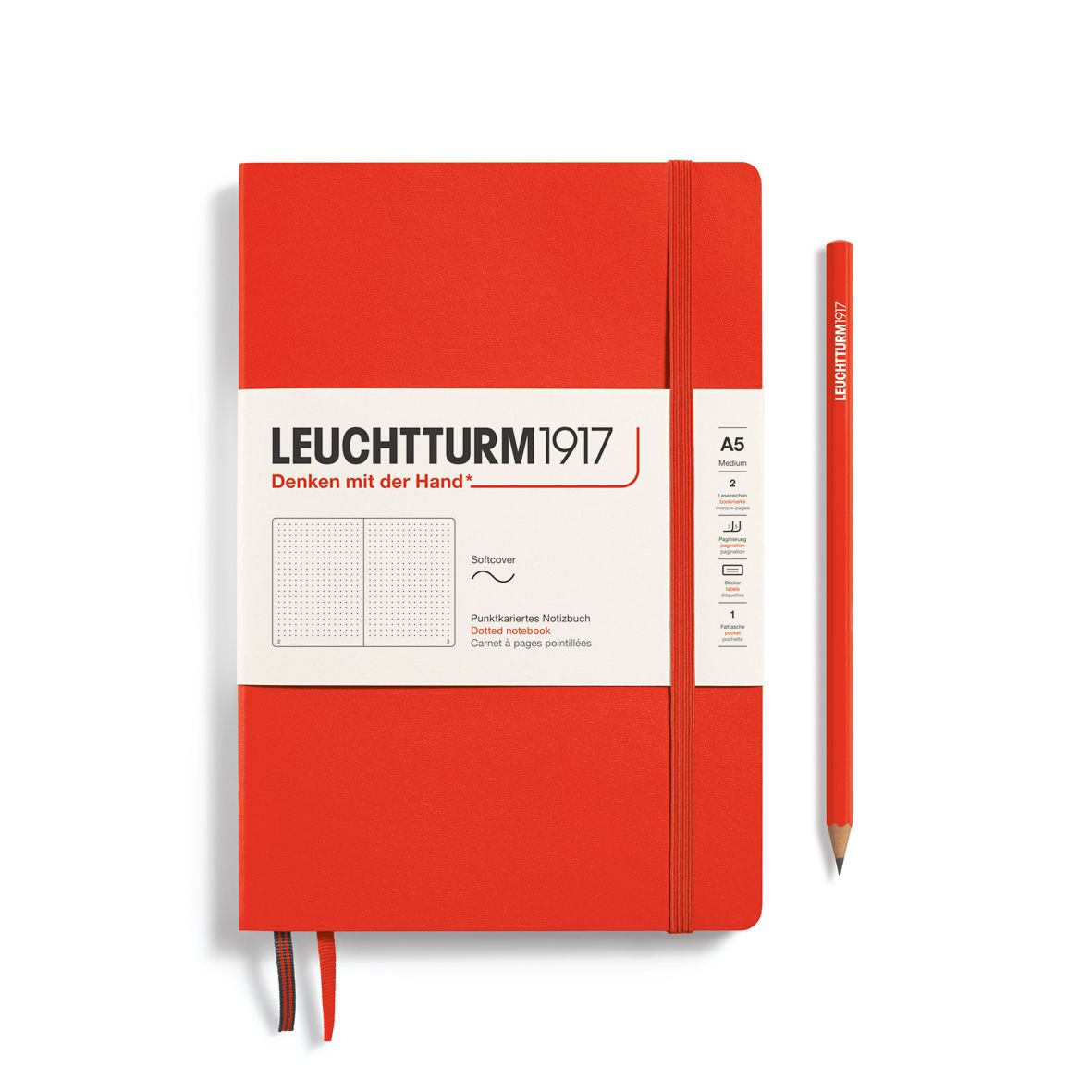 

Блокнот Leuchtturm1917 Classic Medium 369799 125л, в точку, A5, мягкая обложка, лобстер