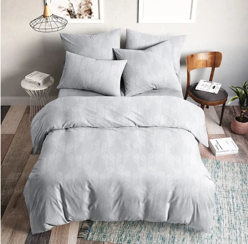 

Комплект постельного белья Ночь Нежна Перья 1.5-спальный, поплин-жаккард, серый, Перья