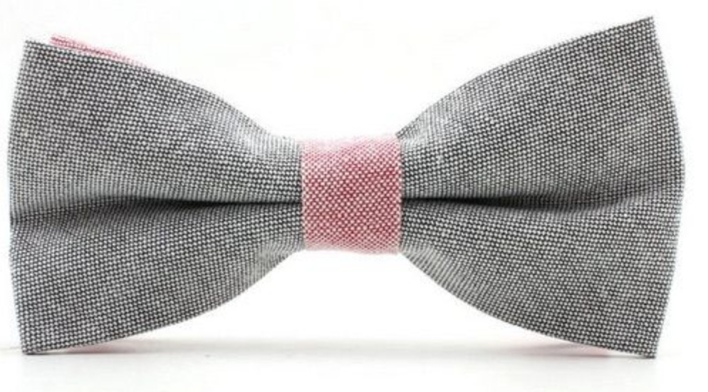

Бабочка унисекс 2beMan GB-LEN серая/розовая, Серый, bowtie-2color-linen