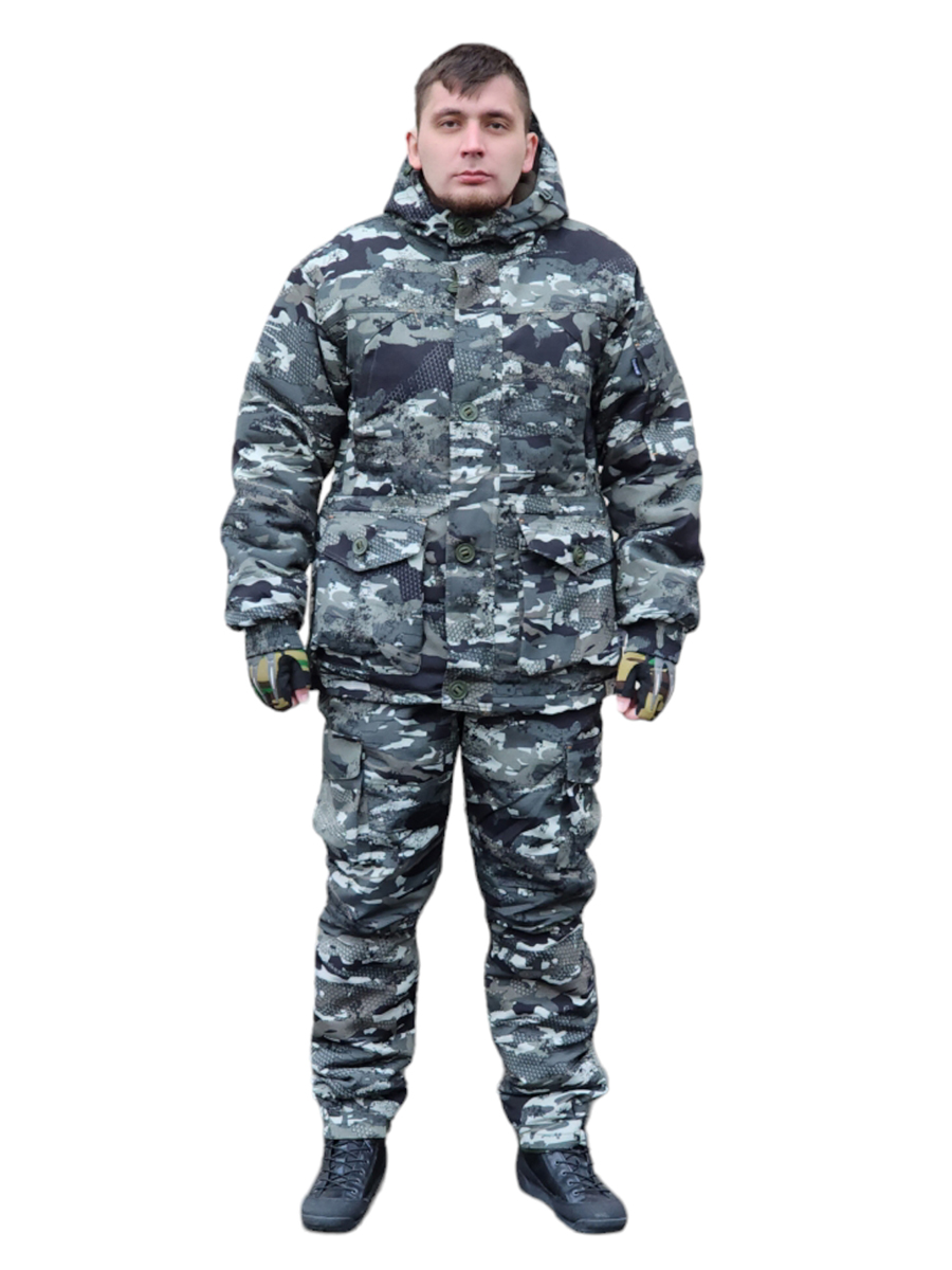 

Костюм камуфляжный зимний, рип-стоп 44-46/170-172, Серый;черный, Т017084