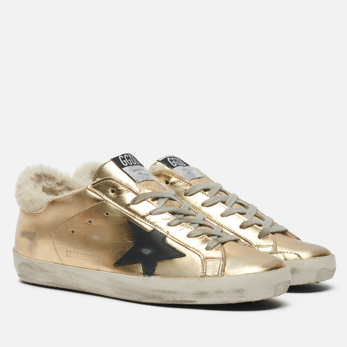 фото Кеды женские golden goose super-star laminated/suede star золотистые 39 eu