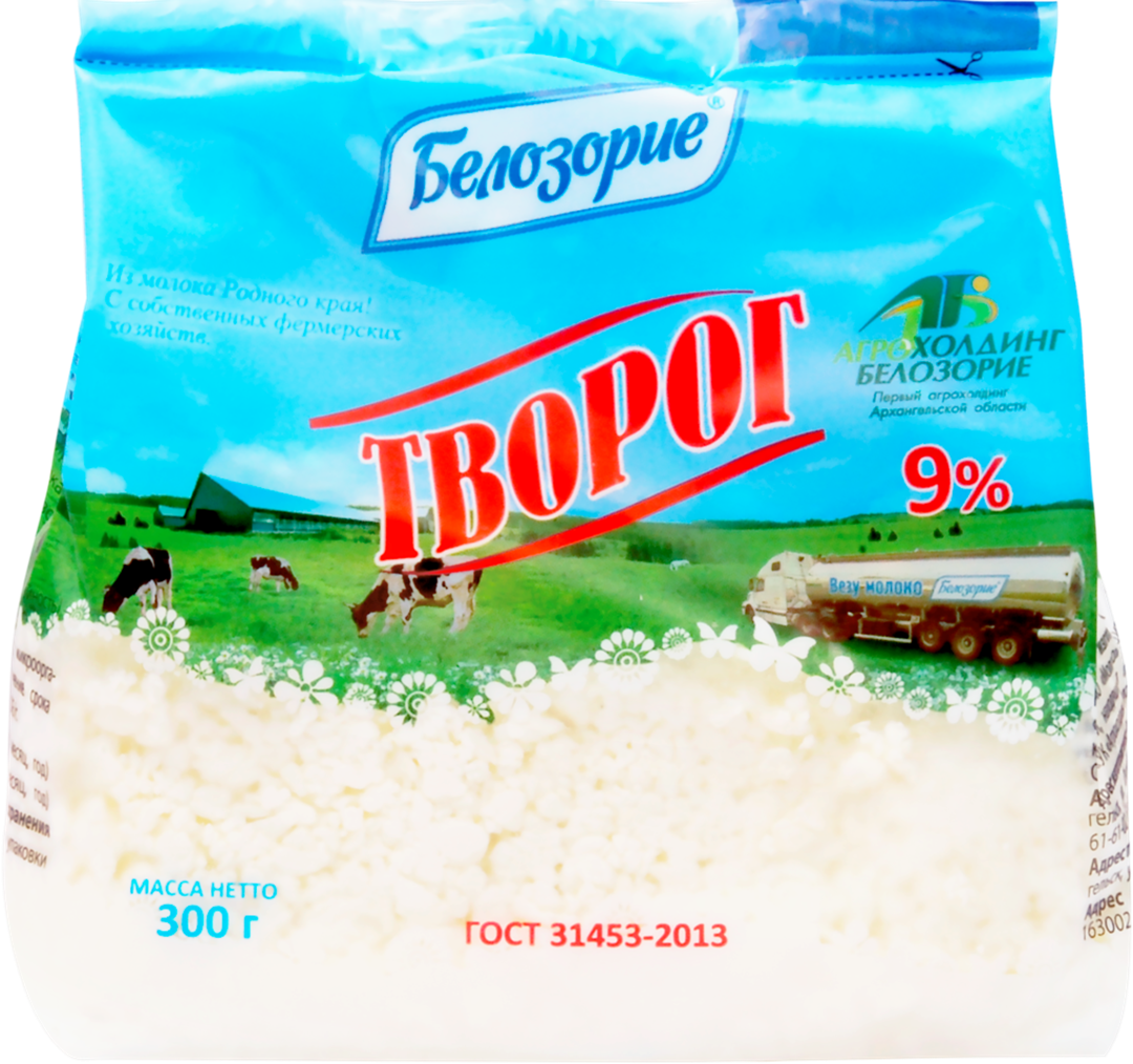 

Творог Белозорие 9% 300 г БЗМЖ