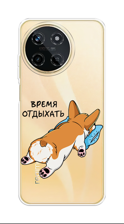 

Чехол на Realme 11 4G "Корги отдыхает", Черный;коричневый;голубой, 2515150-1
