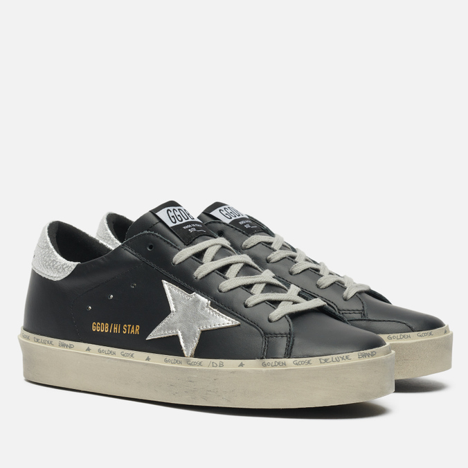 фото Кеды женские golden goose hi star leather/laminated star черные 40 eu