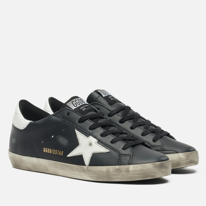 фото Кеды женские golden goose super-star leather/shiny leather star черные 40 eu