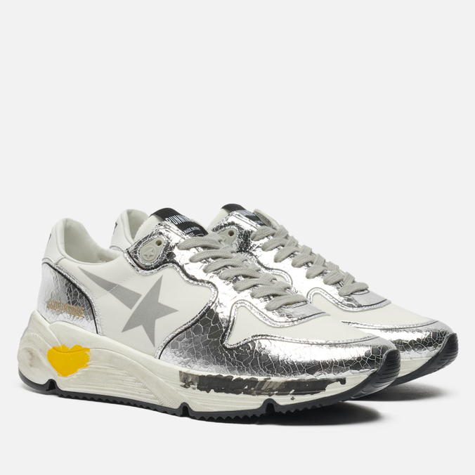 фото Кроссовки женские golden goose running sole lycra/print star серебристые 40 eu