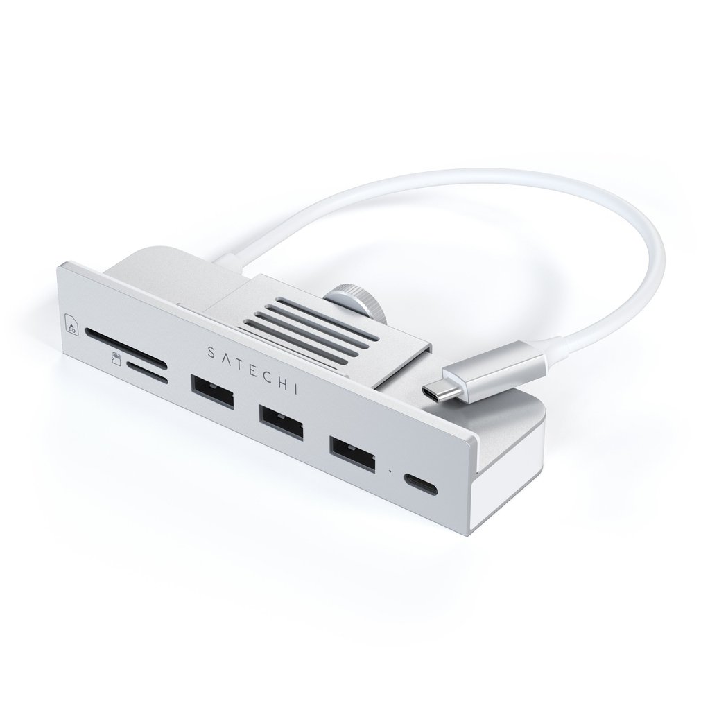 фото Usb-c-концентратор satechi aluminum usb-c clamp hub для 24" imac - цвет серый космос