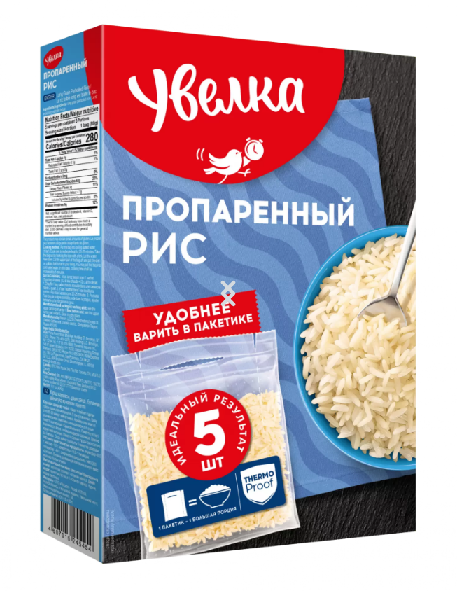 

Рис Увелка пропаренный, 5 пакетиков по 80 г, 6 шт, 6245577