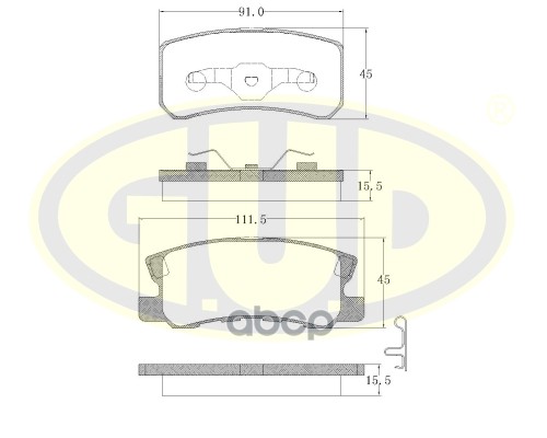 Тормозные колодки G.U.D. задние дисковые GBP080302