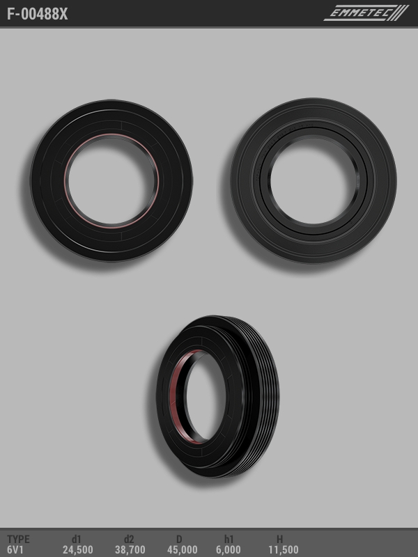 

Сальник рулевой рейки EMMETEC 24.5x38.7/45x6.5/11.5 (6V1) F-00488X, F-00488X, F00488X