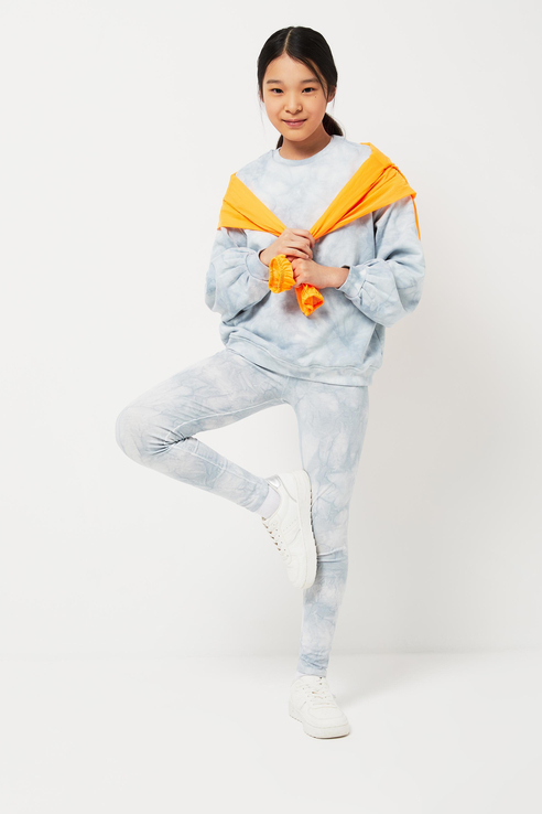 

Лосины из эластичного хлопка в стиле Tie-dye Sela 1804051826 цв. голубой р. 122, 1804051826