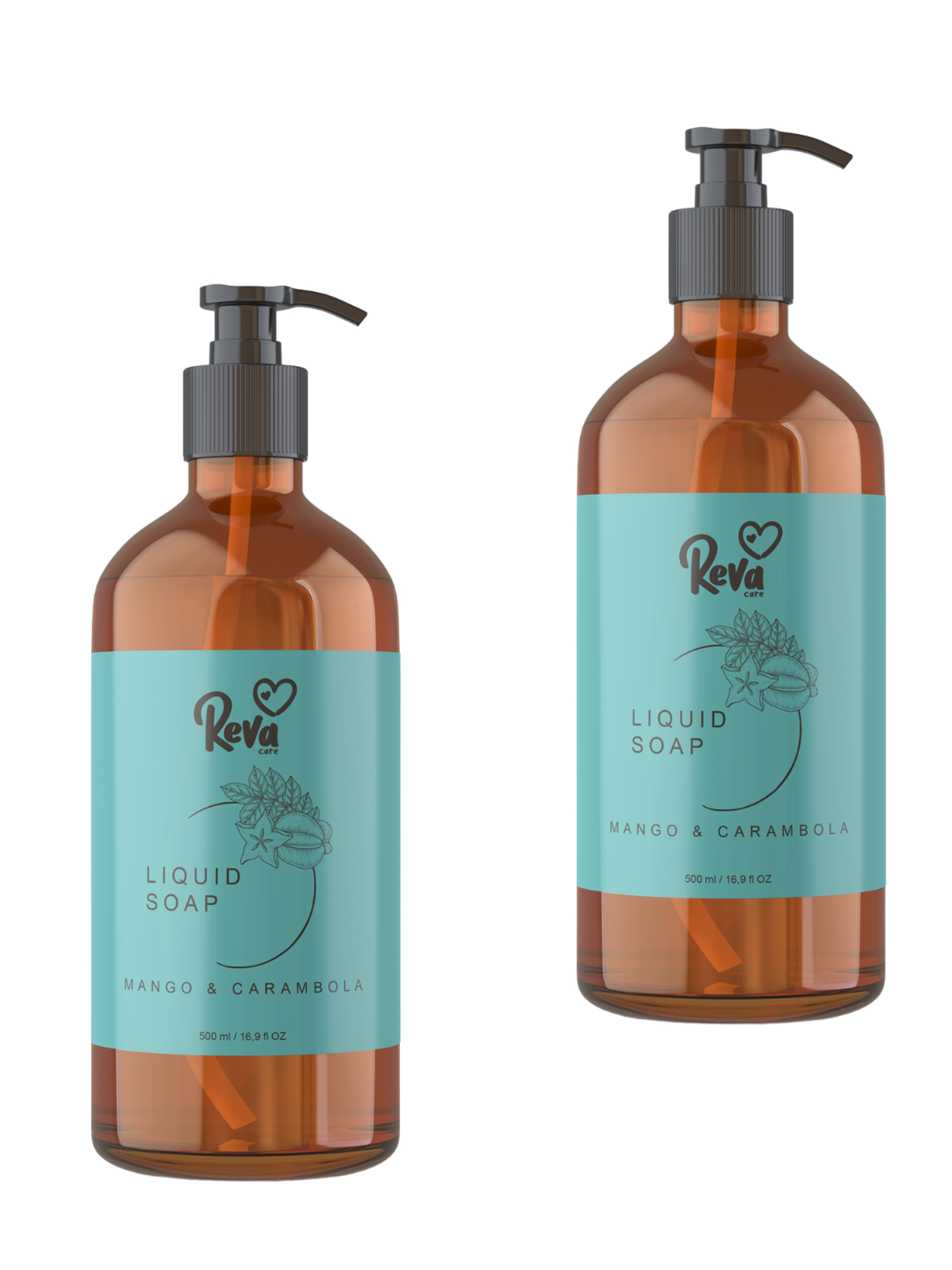 Жидкое мыло для рук Reva Care Cream Soap гипоаллергенное густое Манго карамбоkf 2 уп. 0,5л