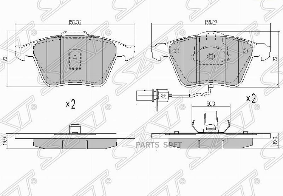 

Колодки тормозные перед AUDI A4 04-08 A6 05-11 1шт SAT ST-8E0 698 151 G