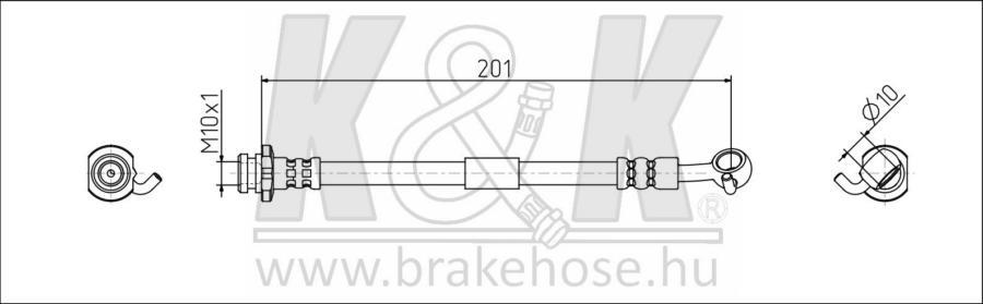 

Шланг Тормозной Qashqai (J11) 2014- Rh K&K Ft1950 K&K FT1950