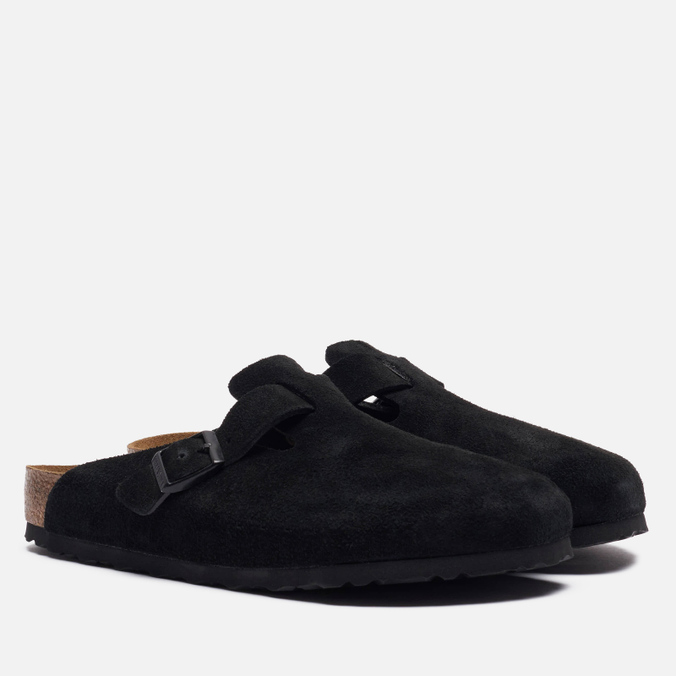 фото Шлепанцы мужские birkenstock boston suede черные 40 eu