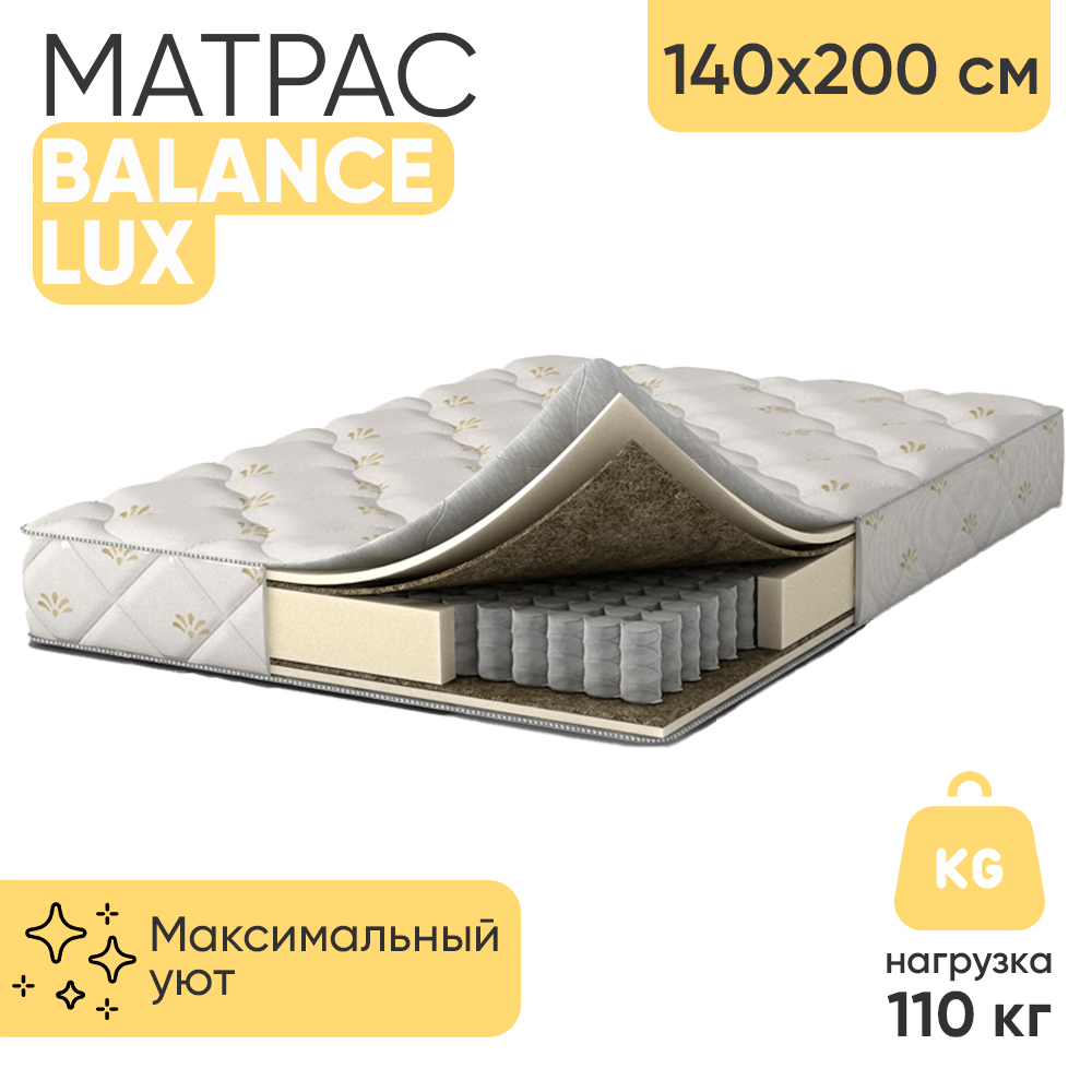 

Матрас анатомический пружинный Balance Lux, 7460, средней жесткости 140х200 см, Белый, Askona Balance Lux