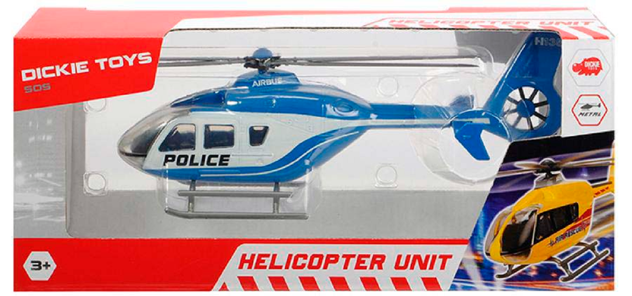 Вертолет Dickie Toys EC 135 die-cast с крутящимися лопастями 21 см синий 3714006