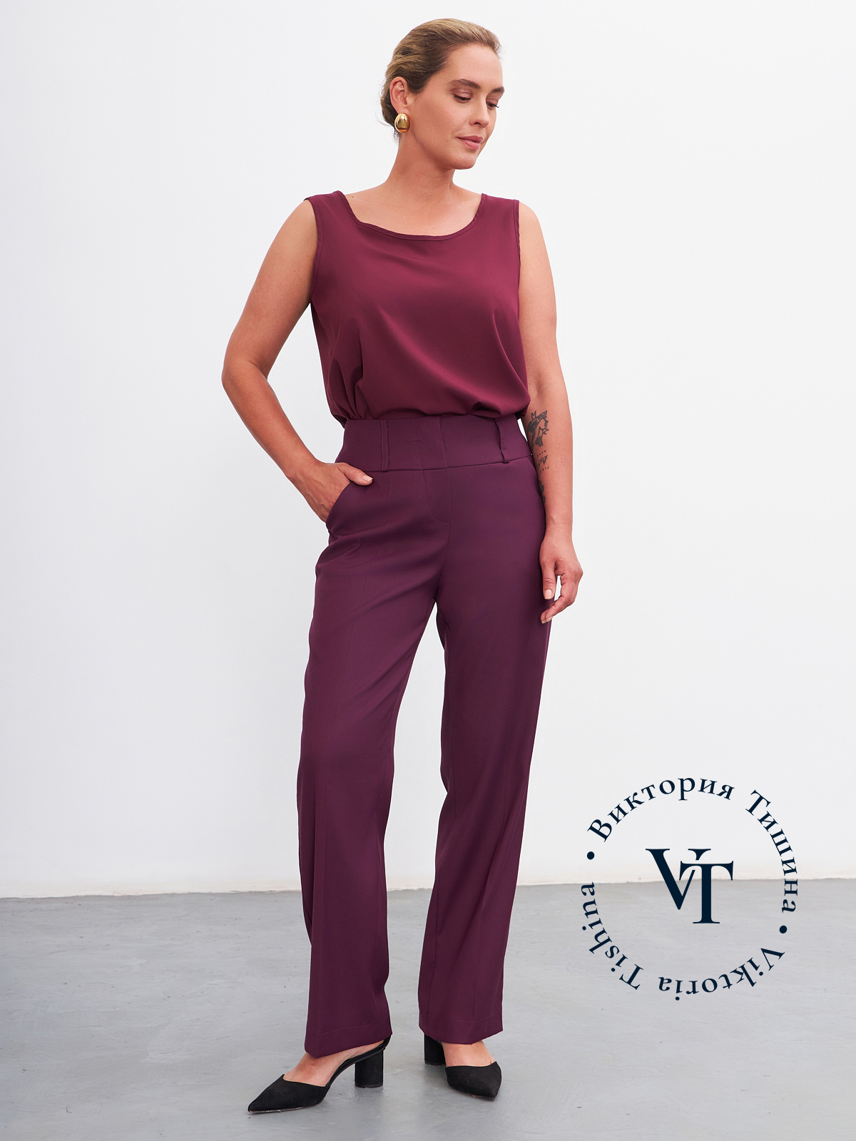 Брюки женские Модный дом Виктории Тишиной Ноэль фиолетовые 54 RU 7150₽