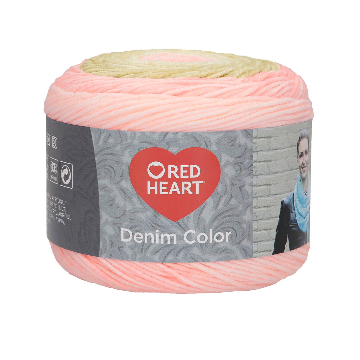 Пряжа Red Heart Denim color , 150г, 340м (100% акрил) (00006 цинния), 3 мотка