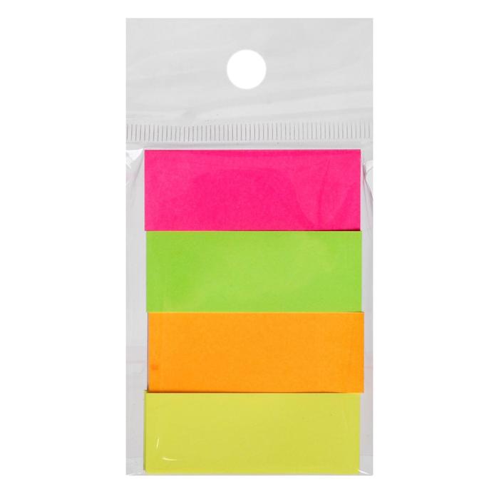 Блок-закладки с клеевым краем 12 мм х 50 мм бумажные 80 листов неоновые 4 цвета