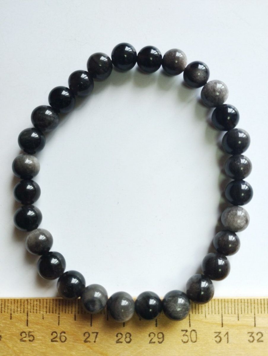 

Браслет из резины р. 16 Красота камня Обсидиан, обсидиан, Обсидиан