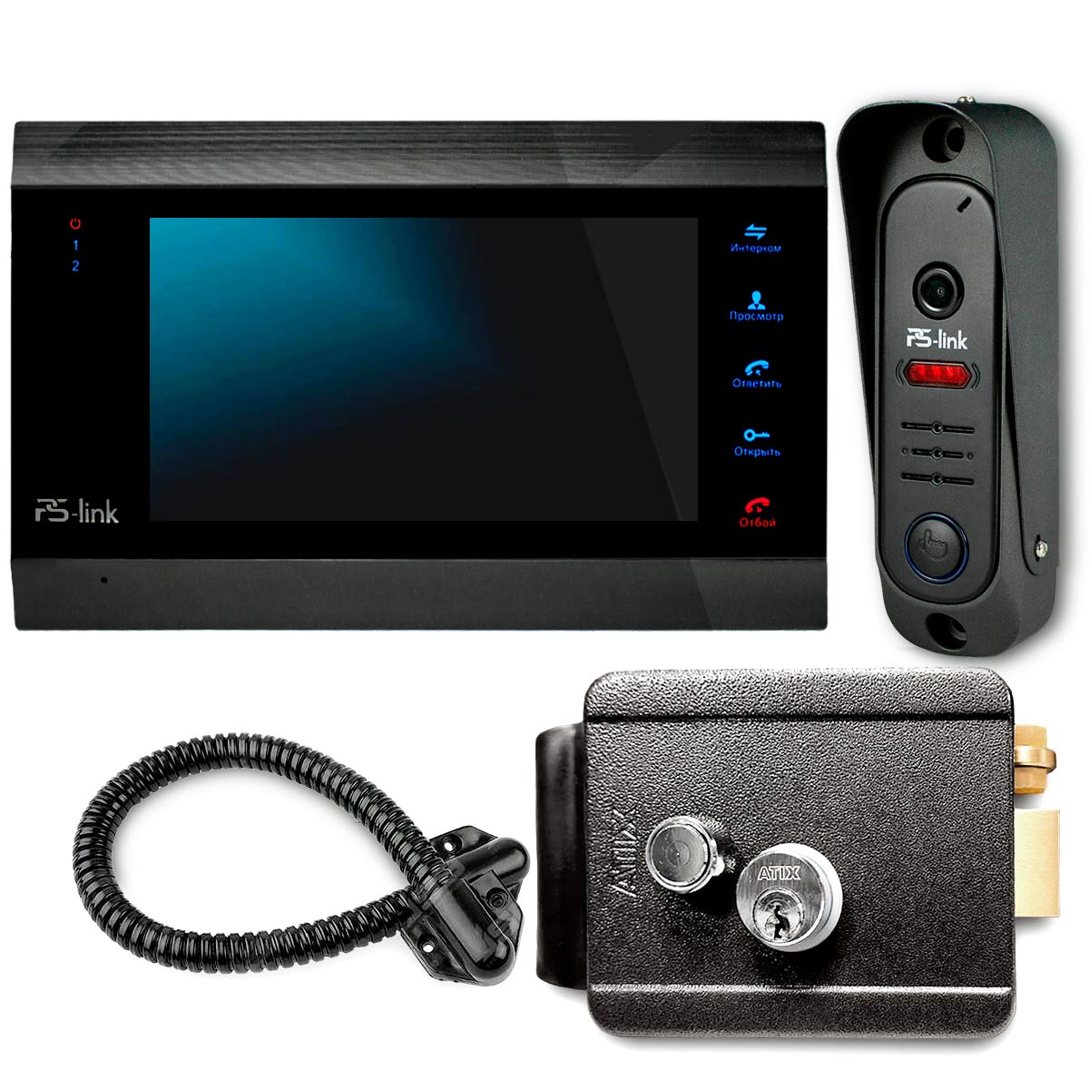 Комплект видеодомофона с вызывной панелью и эл. механическим замком Ps-Link KIT-706DP-MG комплект видеодомофона с вызывной панелью ps link vdi33t at380hr r