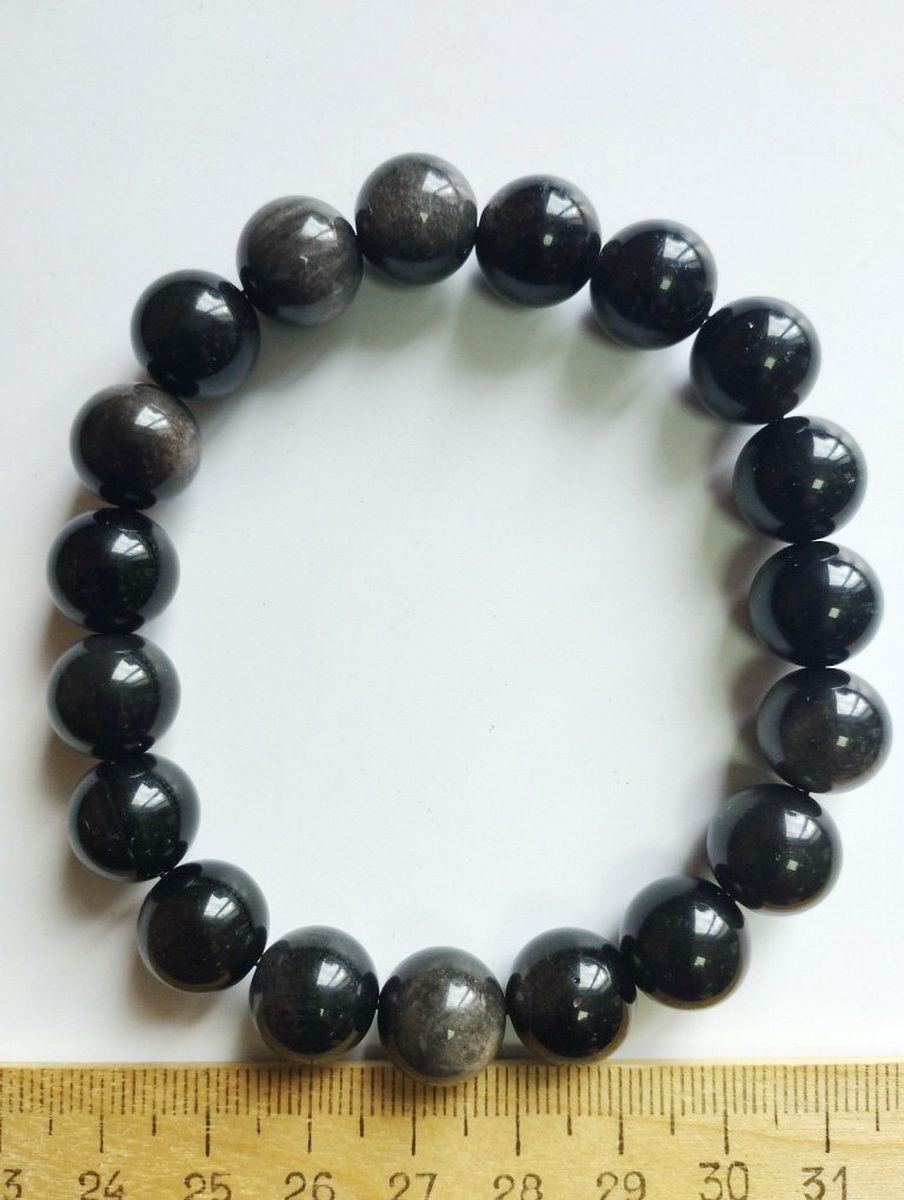 

Браслет из резины р. 22 Красота камня Обсидиан, обсидиан, Обсидиан