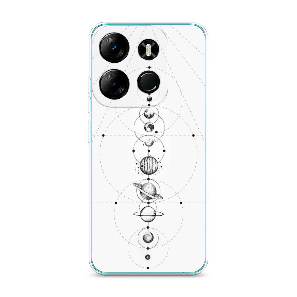 

Чехол на Tecno Pop 7 Pro "Парад планет", Серый, 303450-2