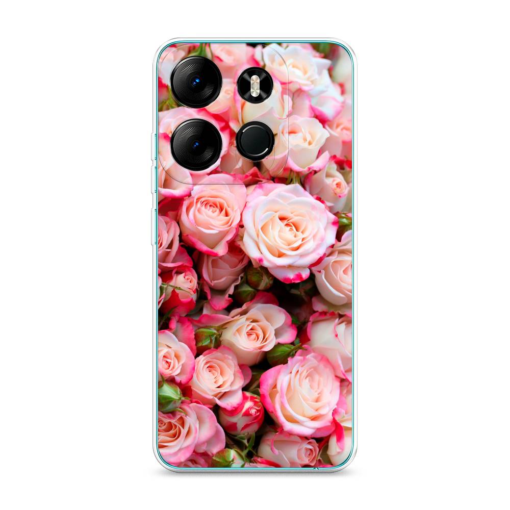 

Чехол на Tecno Pop 7 Pro "Много роз", Розовый, 303450-2