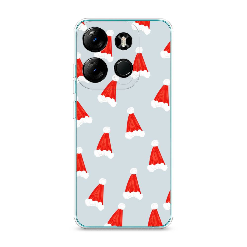 

Чехол на Tecno Pop 7 Pro "Новогодние шапочки", Белый;красный;серый, 303450-5