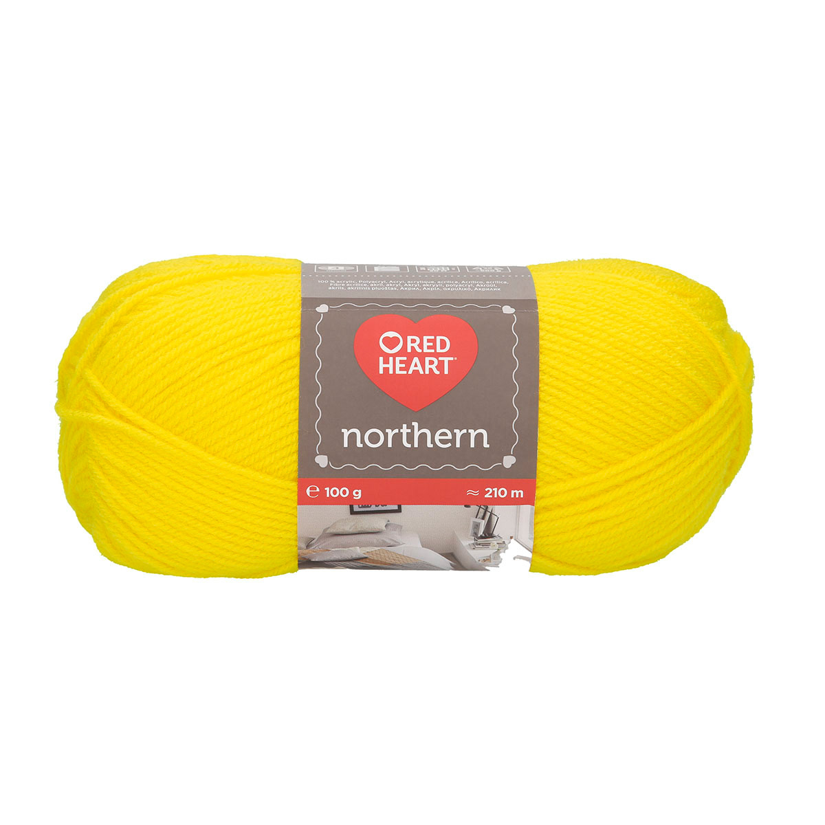 Пряжа Red Heart Northern, 100г, 210м (100% акрил) (08217 жёлтый), 5 мотков