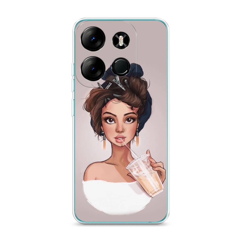 

Чехол на Tecno Pop 7 Pro Девушка с фраппе, Серый, 303450-6