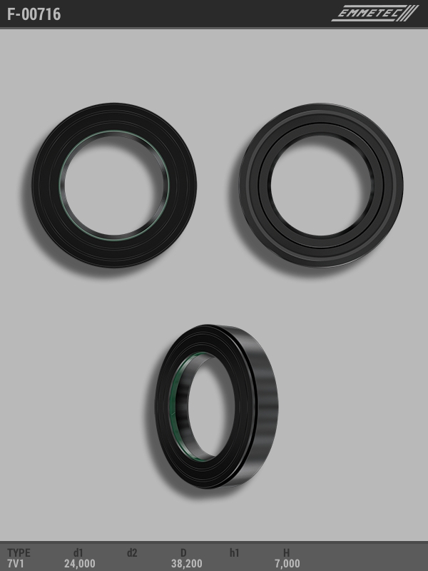 

Сальник рулевой рейки EMMETEC 24x38.2x7 (7V1) F-00716, F-00716, F00716
