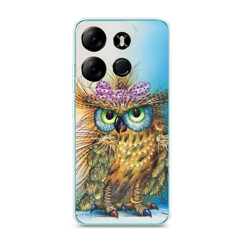 

Чехол на Tecno Pop 7 Pro "Модная сова", Коричневый;голубой, 303450-1