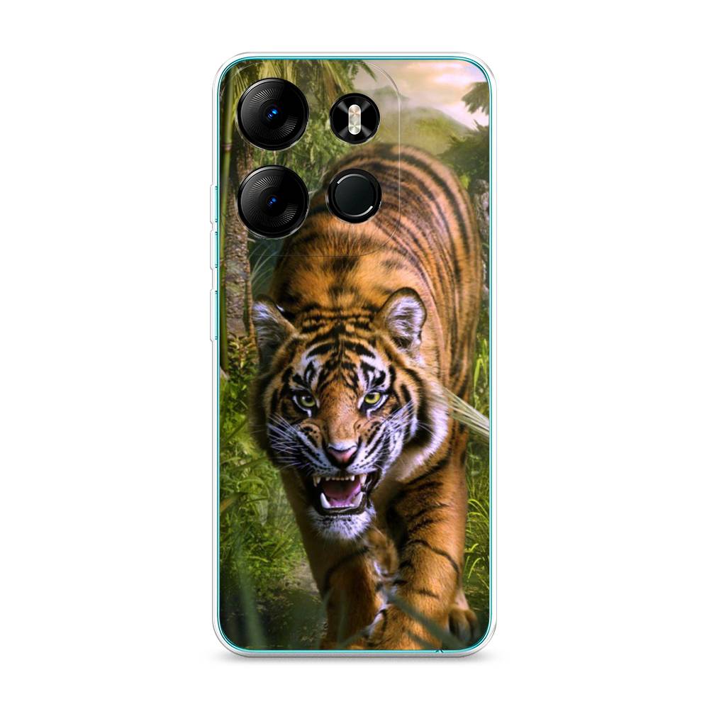 

Чехол на Tecno Pop 7 Pro "Тигр в джунглях 2", Оранжевый;зеленый, 303450-1