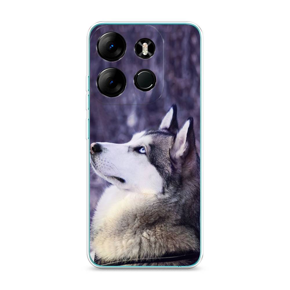 

Чехол на Tecno Pop 7 Pro "Хаски 1", Фиолетовый;белый, 303450-1