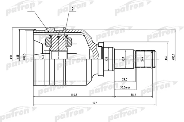 

ШРУС внутренний 23x34x22 TOYOTA COROLLA AE110/EE110/CE110 95-01 PATRON PCV1575