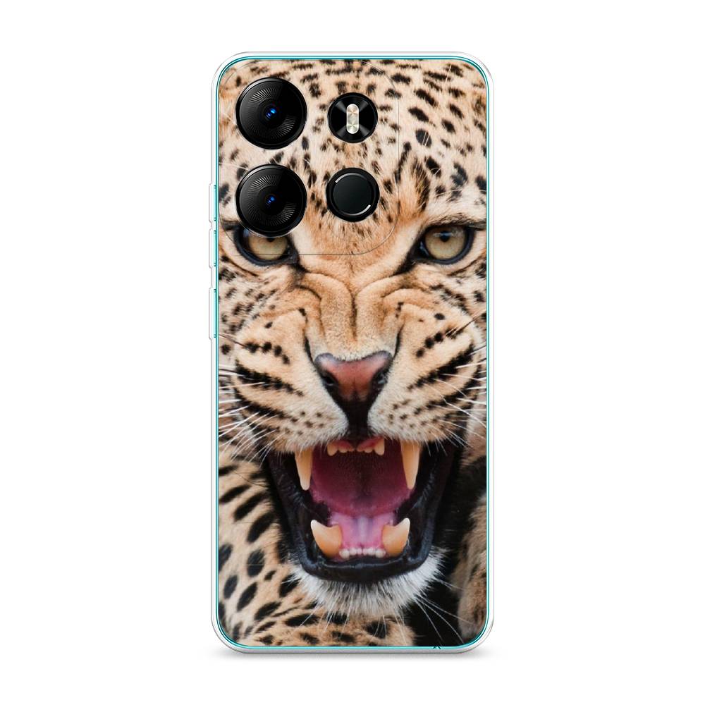 

Чехол на Tecno Pop 7 Pro "Леопард 3d", Бежевый;черный, 303450-6