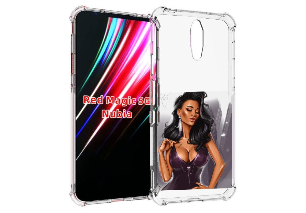

Чехол MyPads нарисованная-девушка-в-фиолетовом-платье женский для ZTE Nubia Red Magic 1 5G, Прозрачный, Tocco