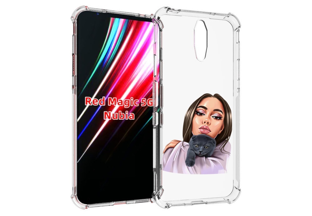 

Чехол MyPads нарисованная-девушка-с-котом женский для ZTE Nubia Red Magic 1 5G, Прозрачный, Tocco