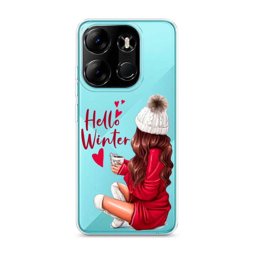 

Чехол на Tecno Pop 7 Pro "Hello winter", Красный;белый;коричневый, 303450-5