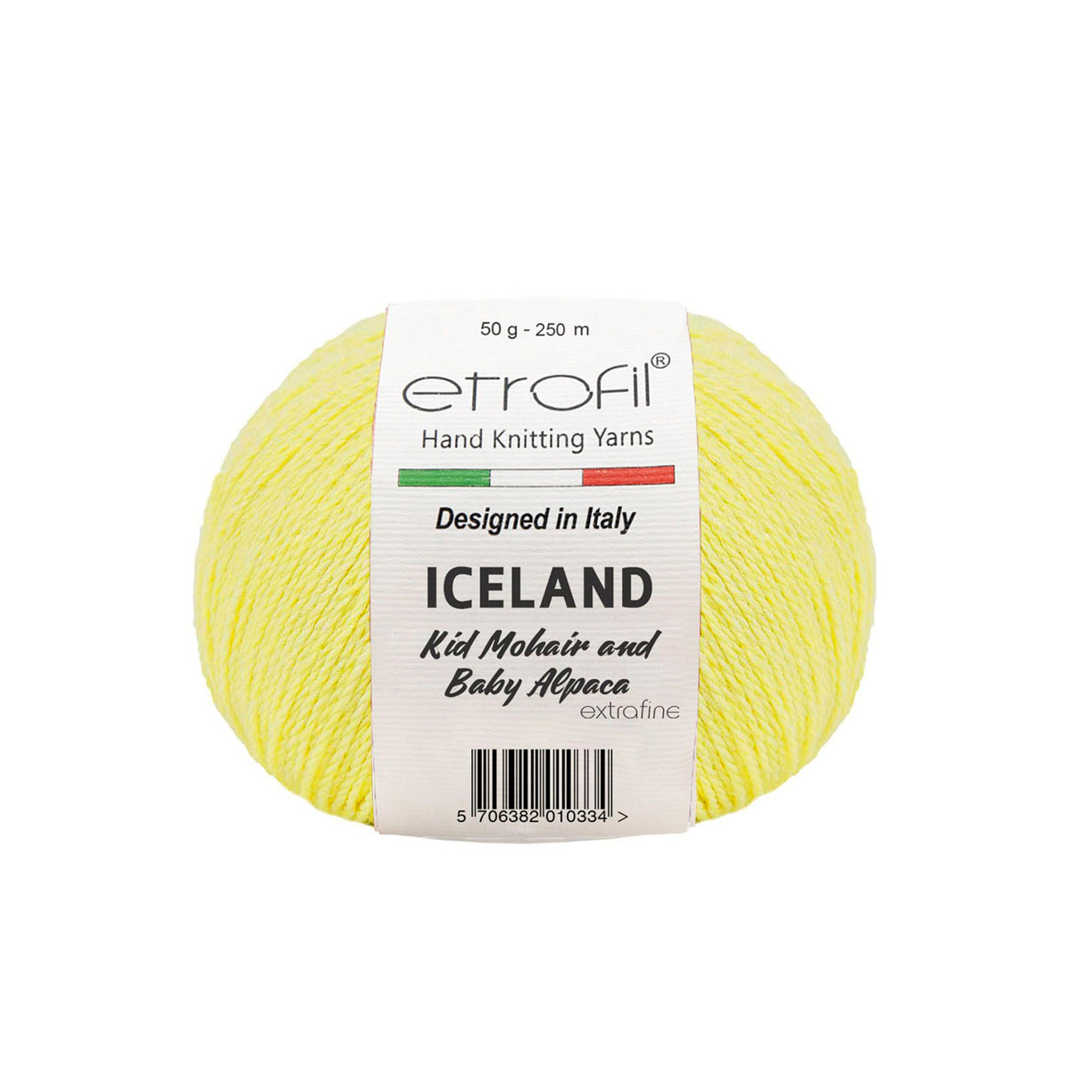 Пряжа для вязания Etrofil Iceland 50г, 250м (кид мохер) (BL1002 желтый), 10 мотков