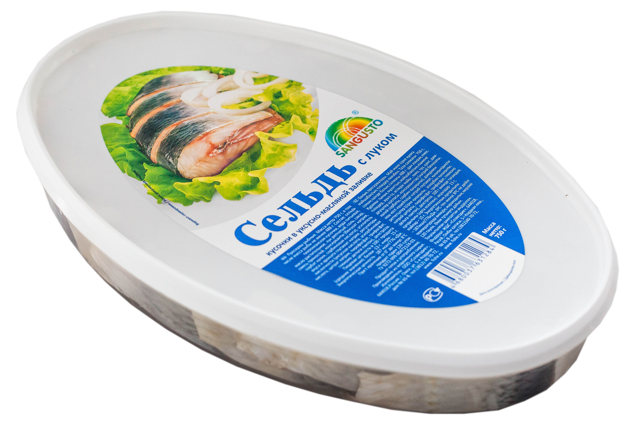

Сельдь Sangusto кусочки в уксусно-масляной заливке с луком 750 г