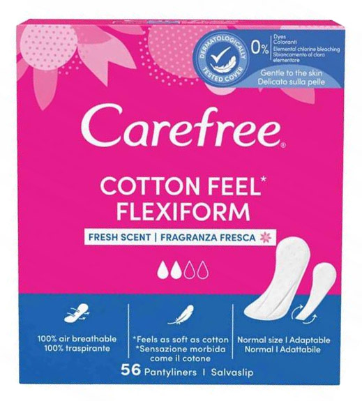 фото Ежедневные прокладки carefree cotton feel flexiform с ароматом свежести 56 шт.